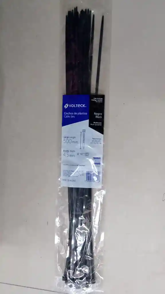 Abrazadera Amarre Cincho Plastico Negro 50cm X 25 Und