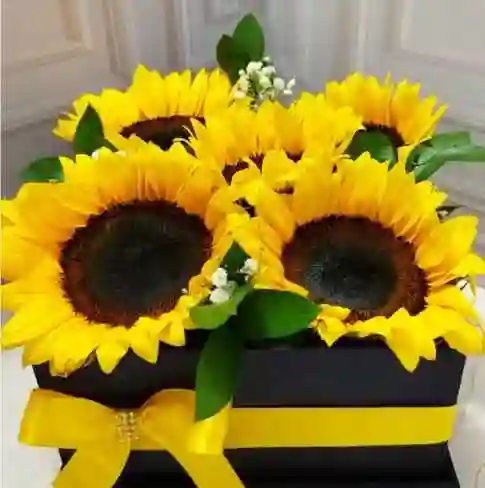 Caja De Lujo Con Girasoles