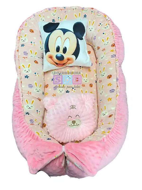 Cojin Nido Bebe Varios Diseños Antialergico + 2 Almohadas