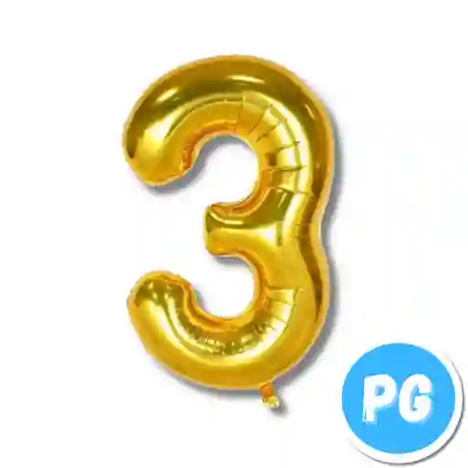 Numero Inflable 16" #3 Dorado Mediano