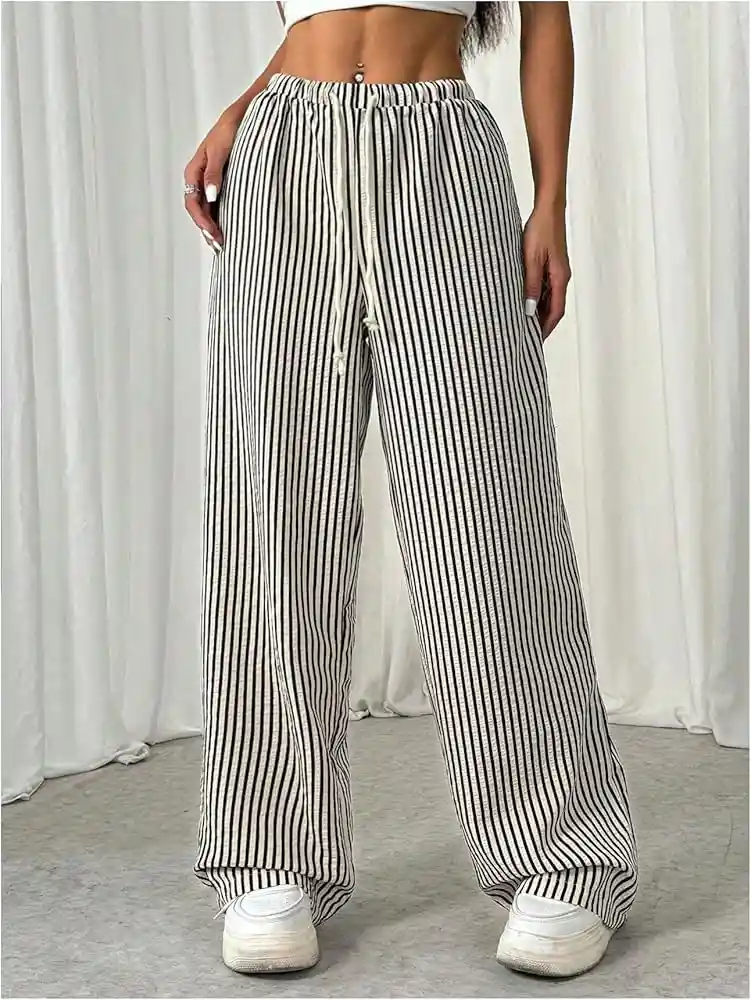 Pantalon Palazzo Rayas Con Bolsillo