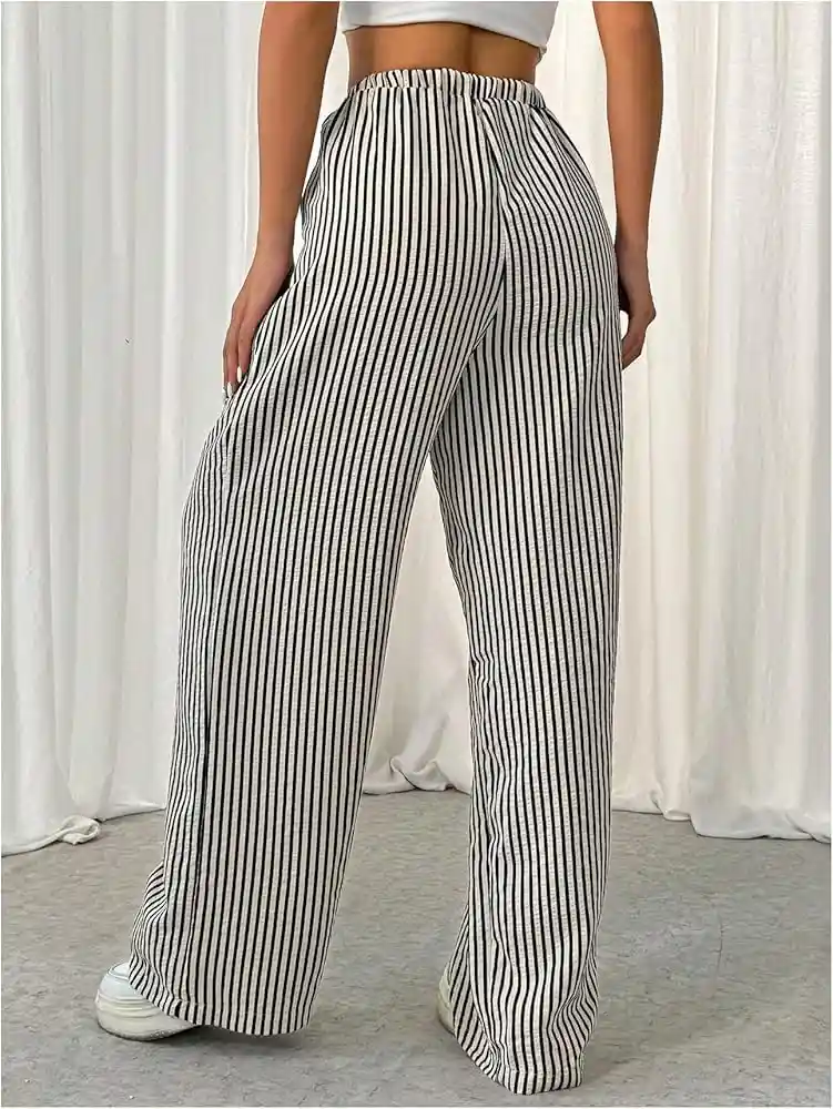 Pantalon Palazzo Rayas Con Bolsillo