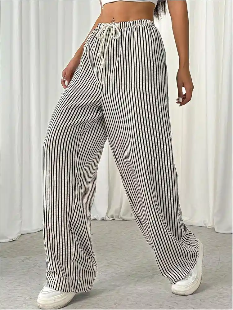 Pantalon Palazzo Rayas Con Bolsillo