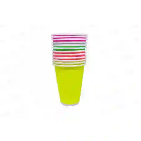 Vaso Neon Colores Surtidos Biodegradable 12 Unidad