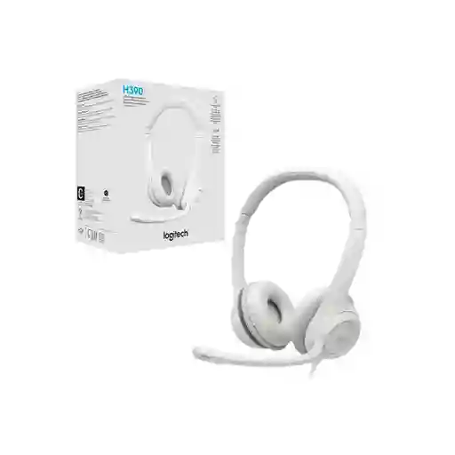 Logitech Diadema H390 Usb Con Control De Volumen Blanca