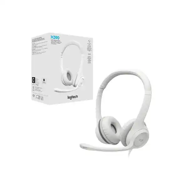 Logitech Diadema H390 Usb Con Control De Volumen Blanca