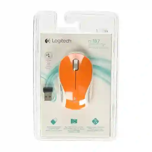 Logitech Mouse M187 Inalámbrico Naranja