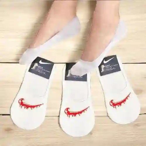 3 Pares De Medias Baletas Única Talla Color Blanco, Calcetín Estirable Tipo Nike