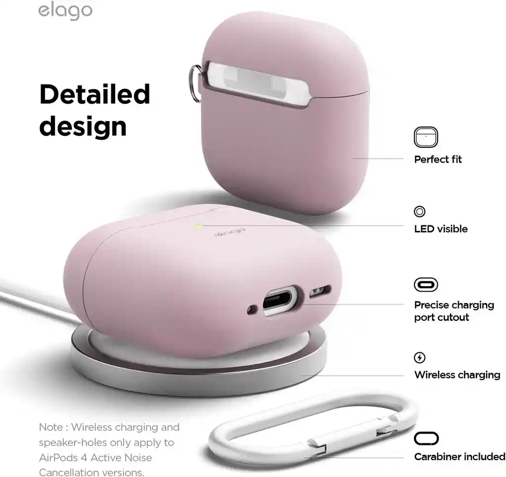 Estuche De Silicona Para Airpods 4 Elago Con Arnés Lavanda