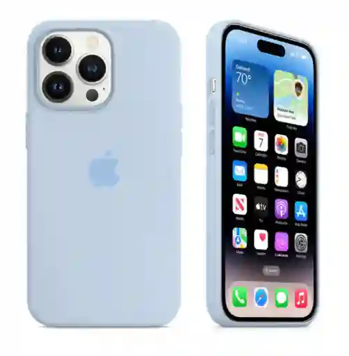 Case Silicon Color Azul Pastel Para Iphone 13/14