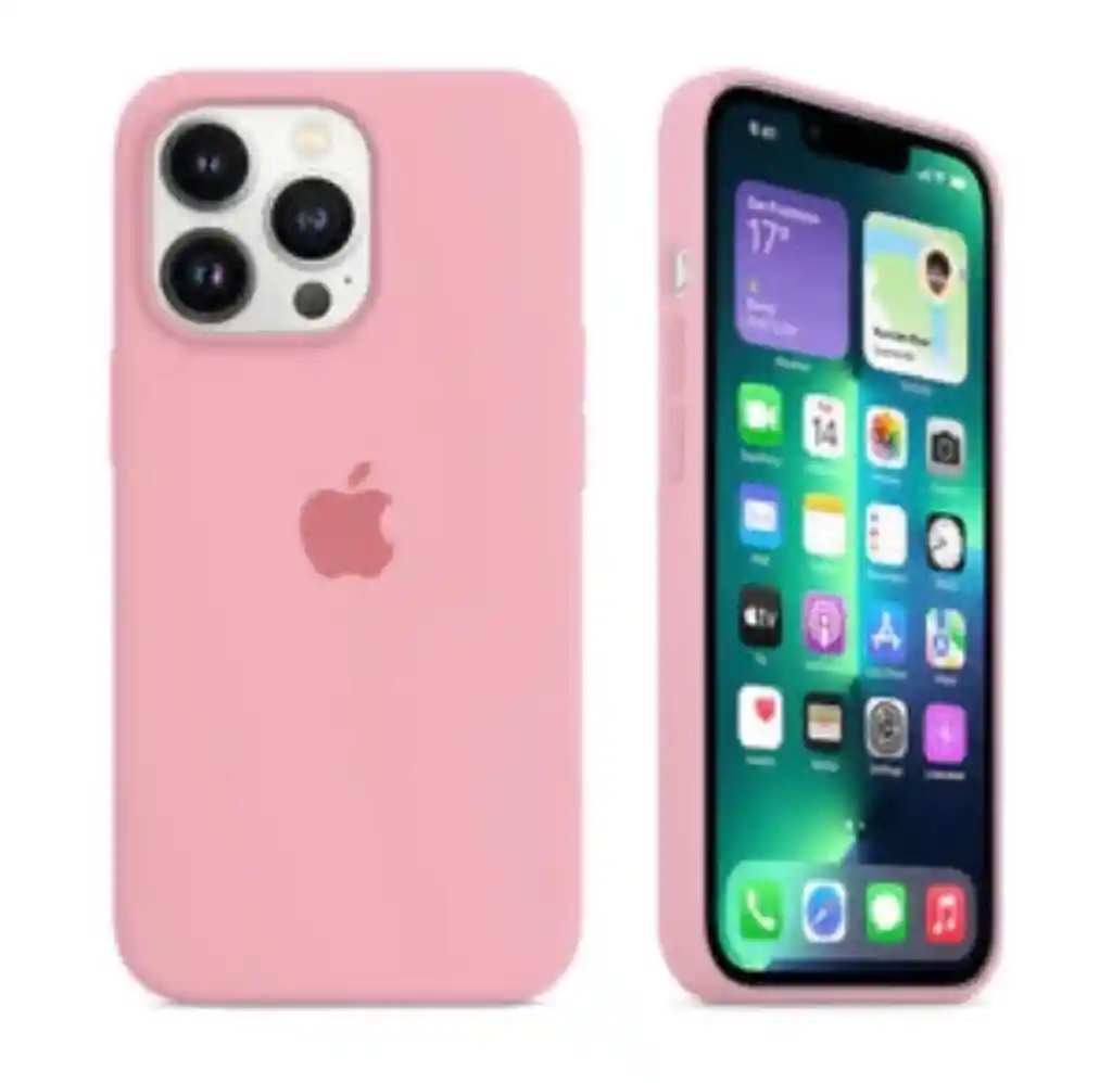 Case Silicon Color Rosado Para Iphone 13 Pro Max