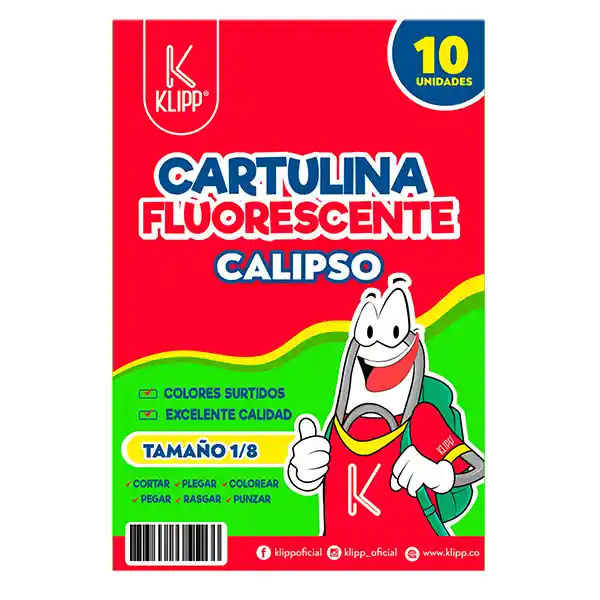 Cartulina Fluorescente Calipso 1/8 X10 Unidades