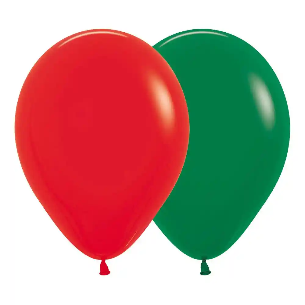 Globo De Navidad Rojo Con Verde De Latex R-12 X 50