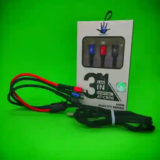 Cable Pulpo American Carga Rápida De 3.4a 3 Salidas V8, Tipo C Y Lightning