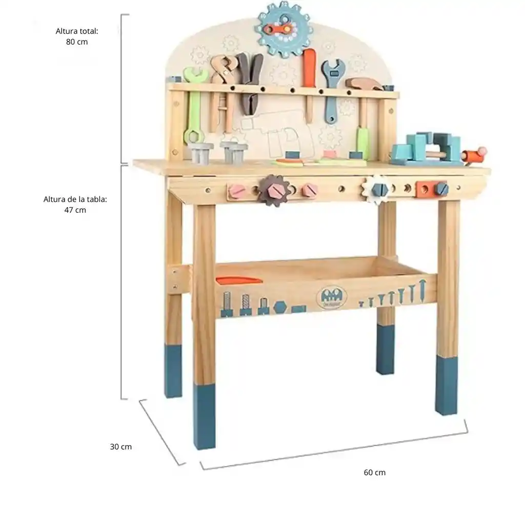 Kit Mesa De Herramientas De Madera Para Niños