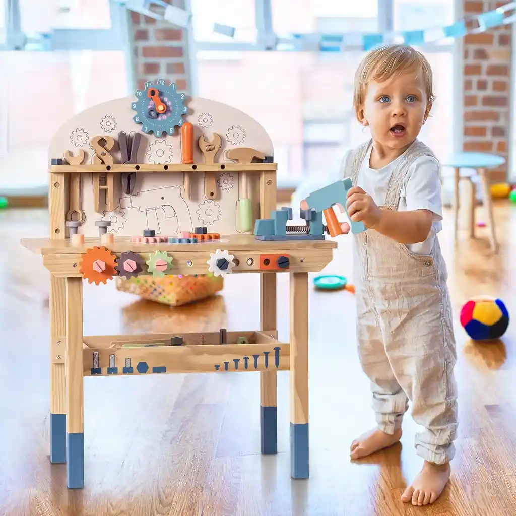 Kit Mesa De Herramientas De Madera Para Niños