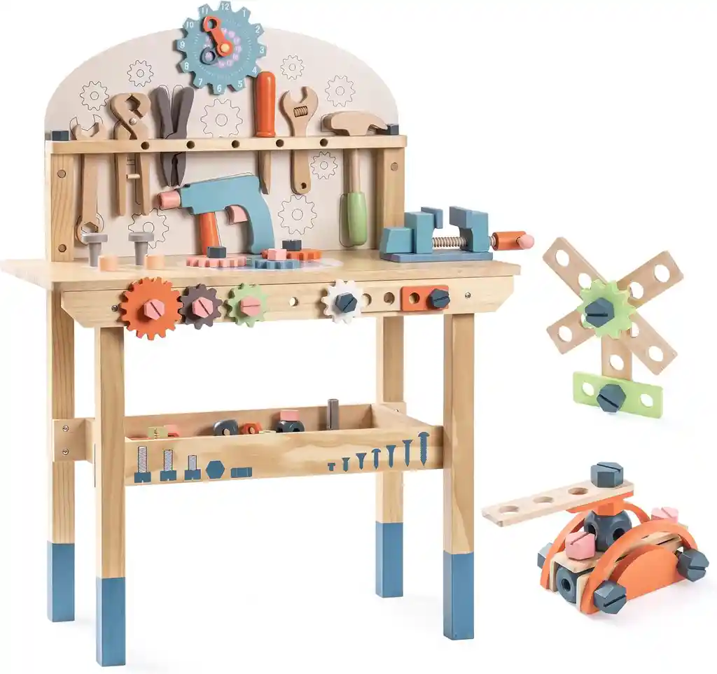 Kit Mesa De Herramientas De Madera Para Niños