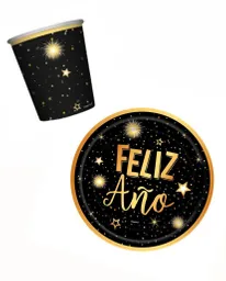 Plato Y Vaso Feliz Año