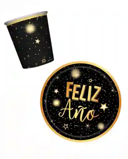 Plato Y Vaso Feliz Año