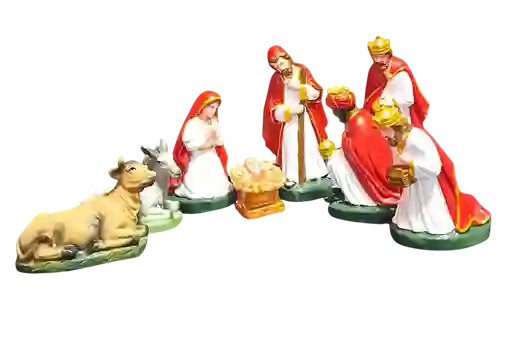 Figuras Pesebre Nacimiento Navidad En Caucho 16 Cm De 8pcs