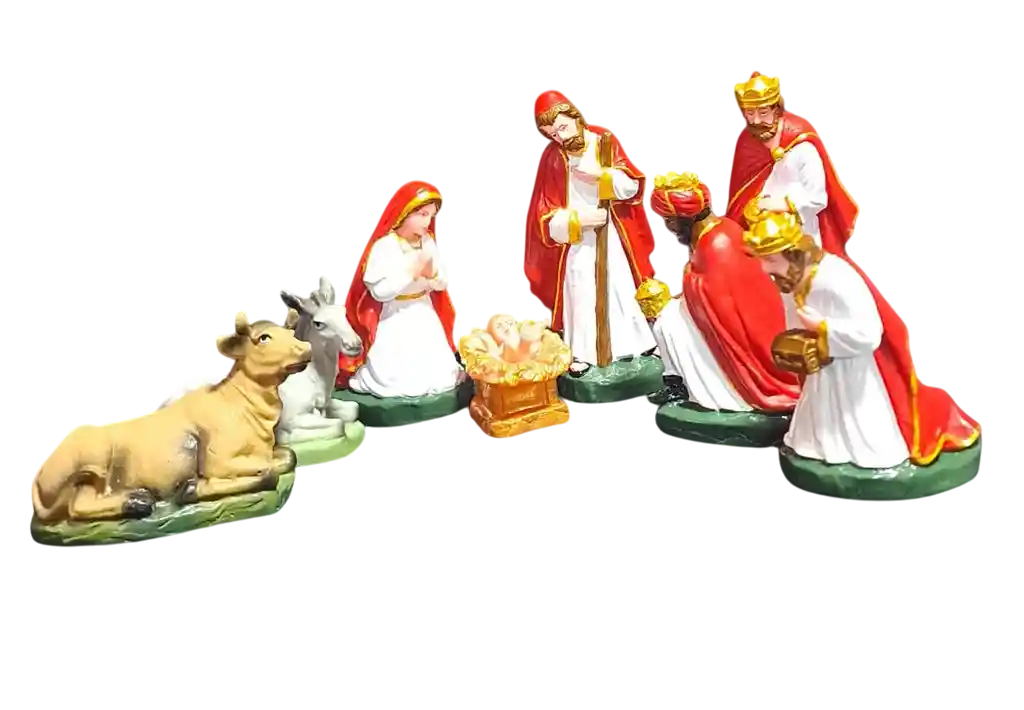 Figuras Pesebre Nacimiento Navidad En Caucho 16 Cm De 8pcs