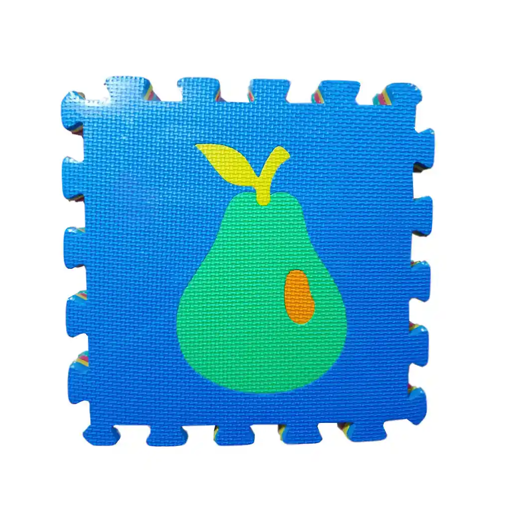 Tapete Didáctico Rompecabezas Frutas De 16pz, Hecho En Foami Resistente Al Agua Con Figuras En La Mitad, De Colores Vibrantes Que Llaman La Atención Del Bebé