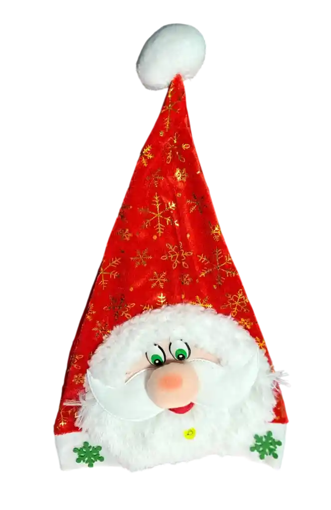 Gorro Navidad Peluche Papa Noel Con Luz 30cm Suave Gamuzado