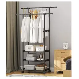 Organizador Ropa Doble 9605 Ahorra Espacio Ruedas Cajones Perchero