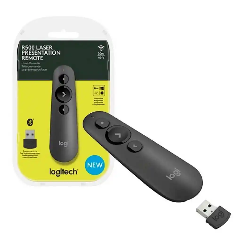 Presentador Apuntador Láser Logitech R500s, Usb+bt, Win/mac