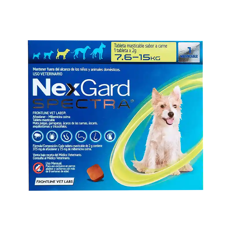 Nexgard Spectra Perro 7,5 A 15 Kg Caja X 1 Tableta