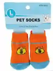 Medias Antideslizantes Para Mascotas, Talla L, Color Naranja Con Azul