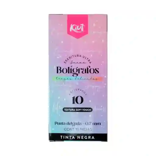 Caja De Bolígrafos Negros Kiut X 10 Unidades
