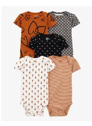 Bodys X 5 Florecitas Cafes - Multicolor / 12 Meses