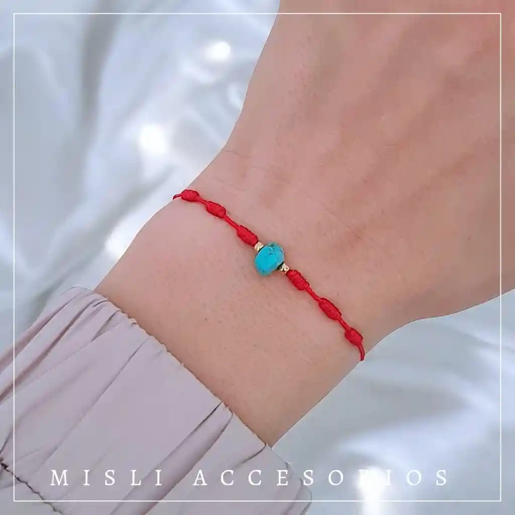 Pulsera Protección 7 Nudos Con Turquesa