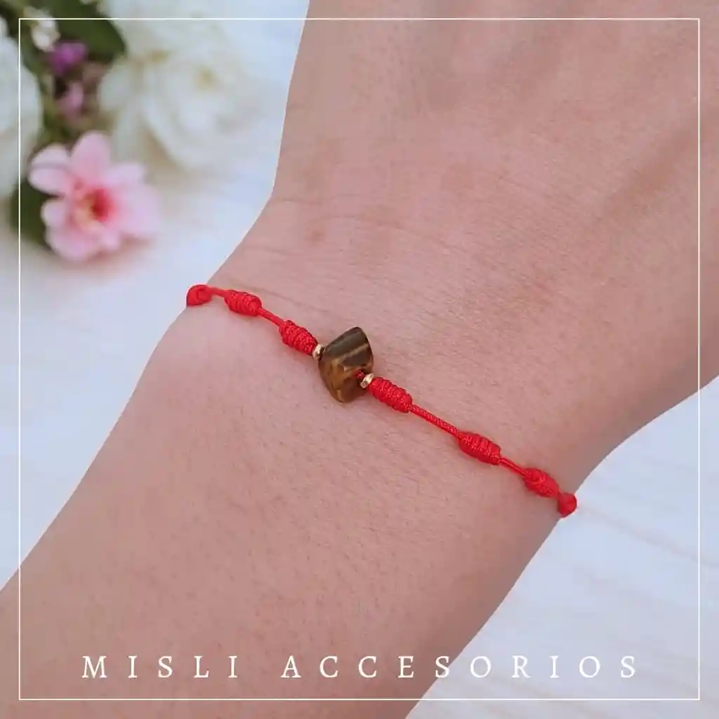 Pulsera Protección 7 Nudos Con Ojo De Tigre