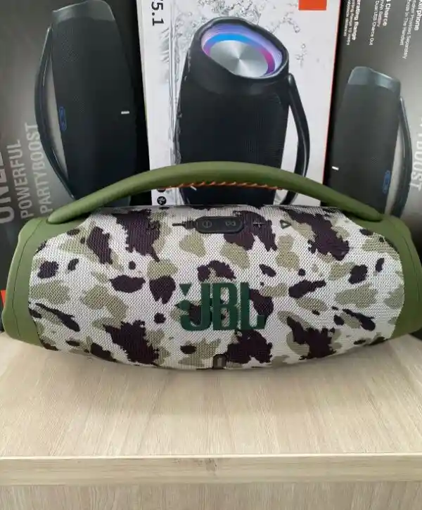 Parlante Jbl Boom Box 3 Bluetooth Replica 1.1 Tws Verde Camuflado