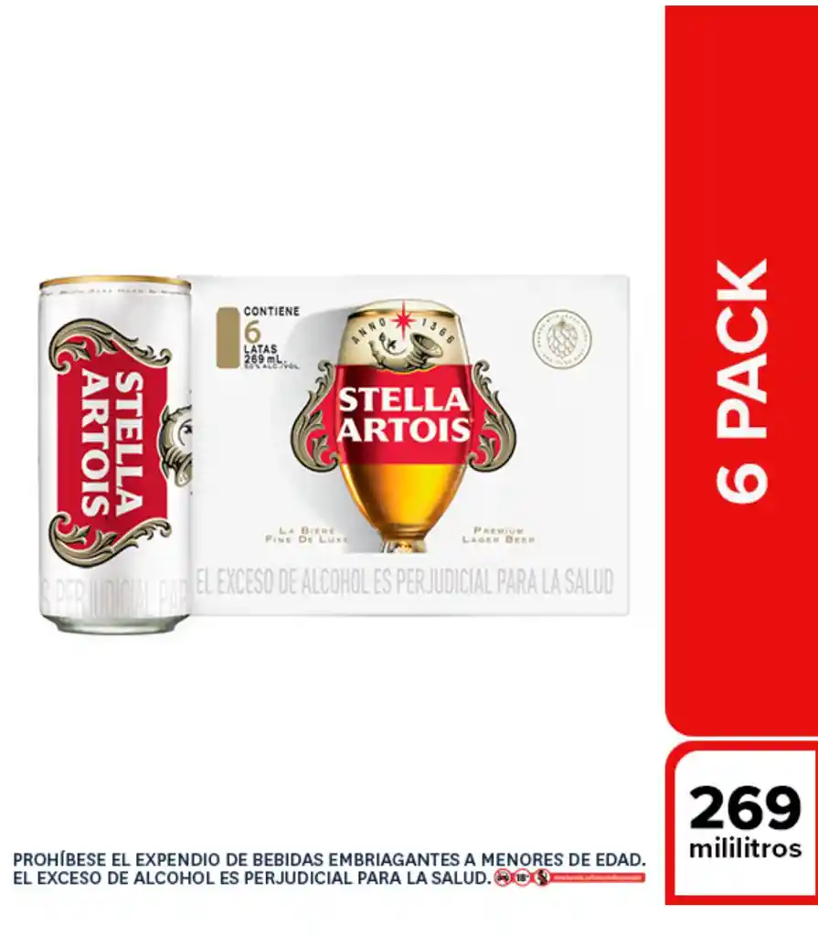 Cerveza Stella Artois Lager En Lata X 269 Ml