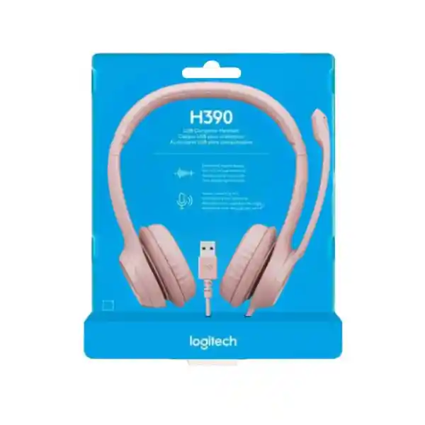 Logitech Diadema H390 Usb Con Control De Volumen Rosa