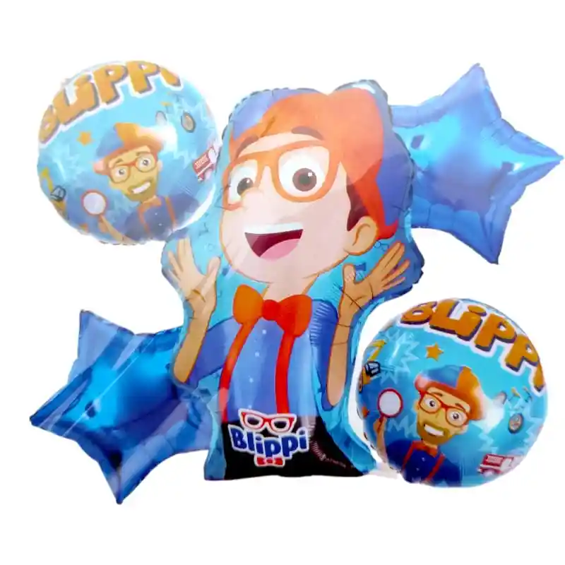 Globos Metalizados Blippi Infantil Decoración Fiestax5 Und