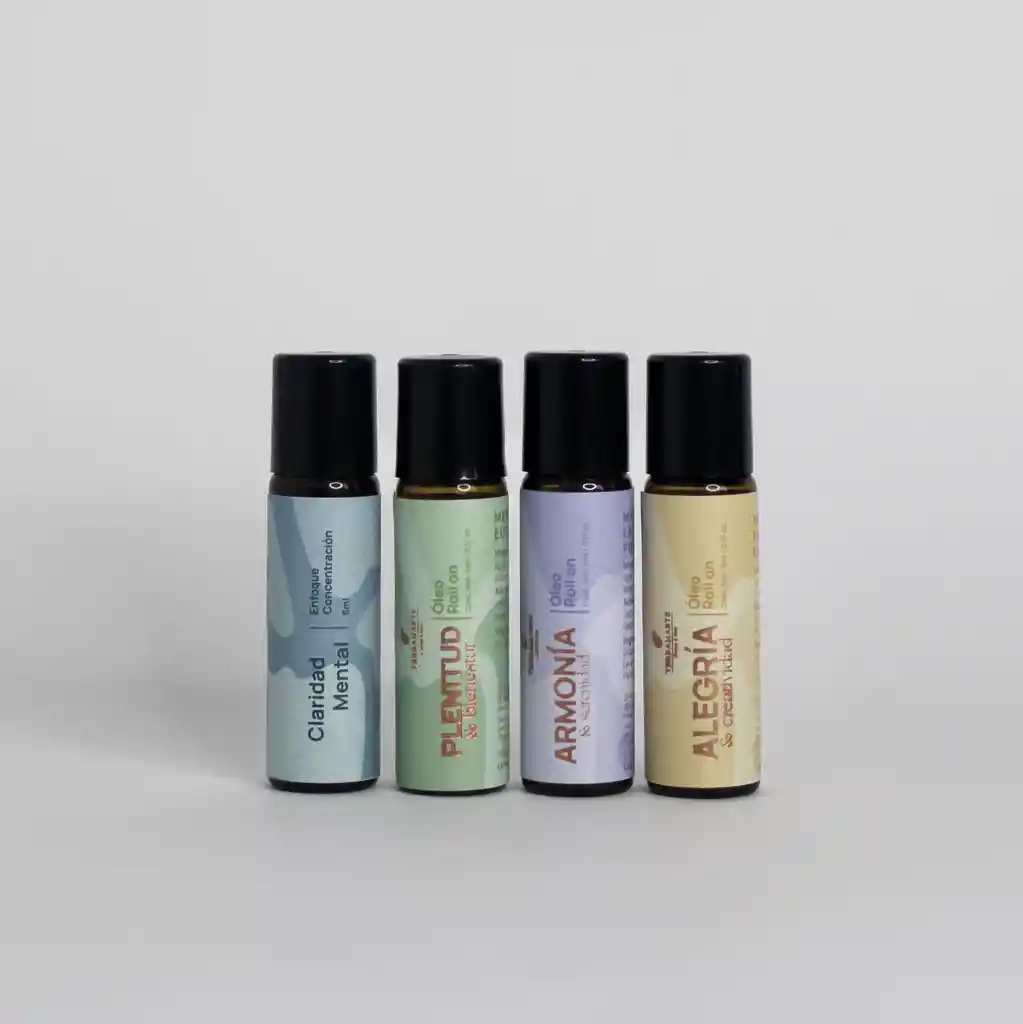 Kit De Regalo Con 4 Aceites Esenciales En Roll-on Enfoque Alivio Vitalidad Y Descanso