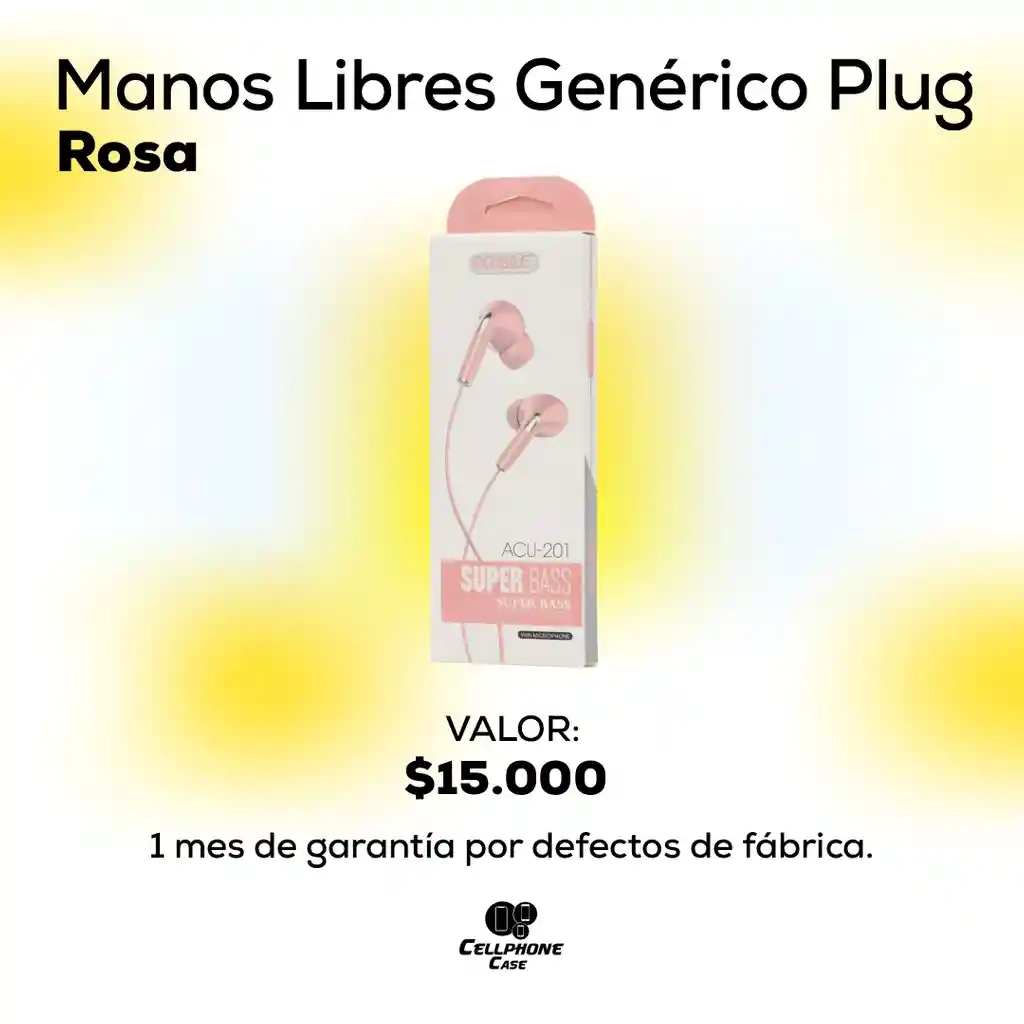 Manos Libres Genérico Plug Rosa