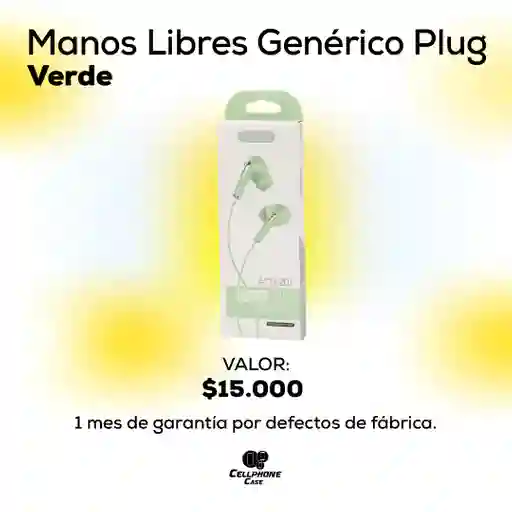 Manos Libres Genérico Plug Verde