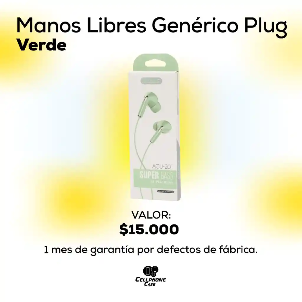 Manos Libres Genérico Plug Verde