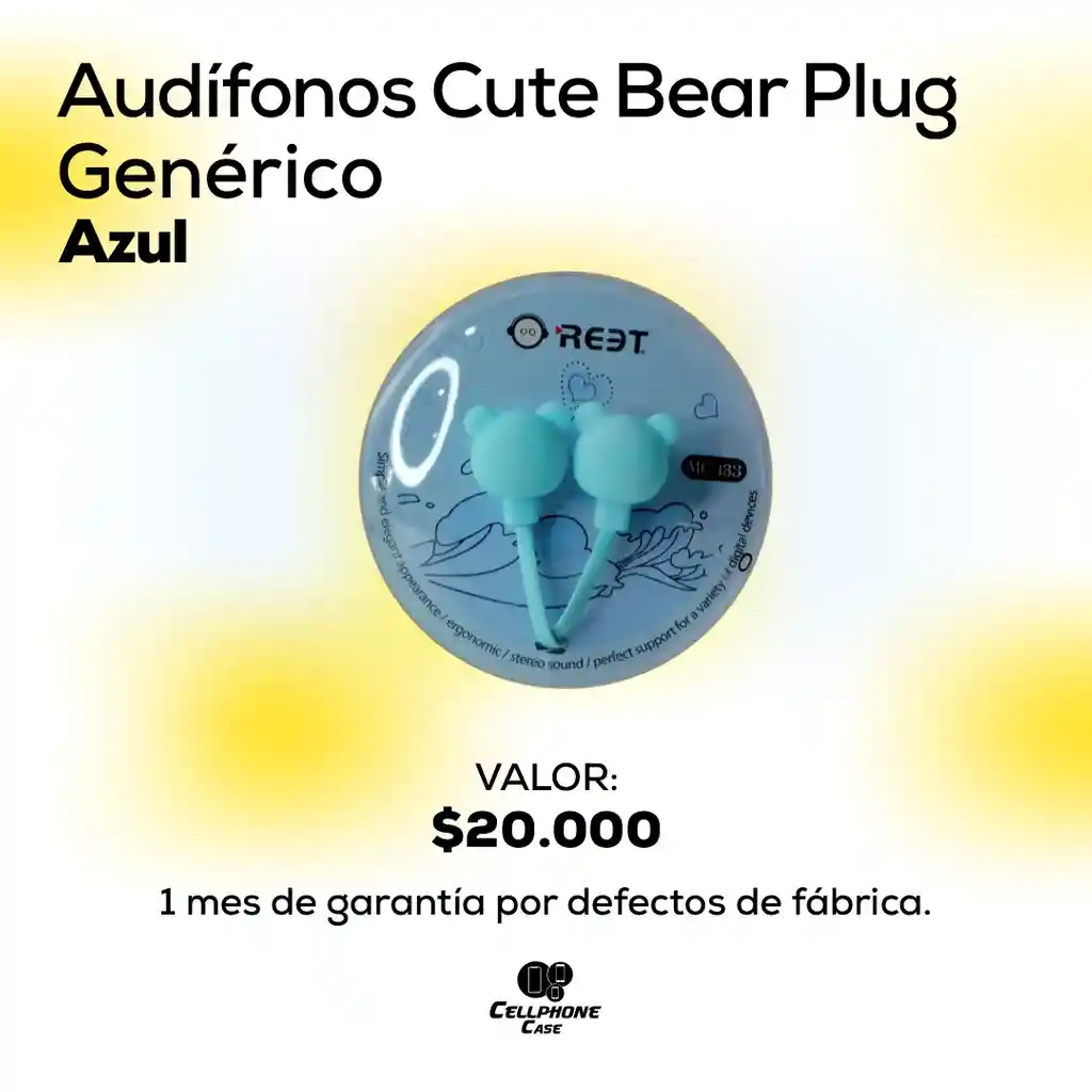 Audífonos Cute Bear Plug Azul