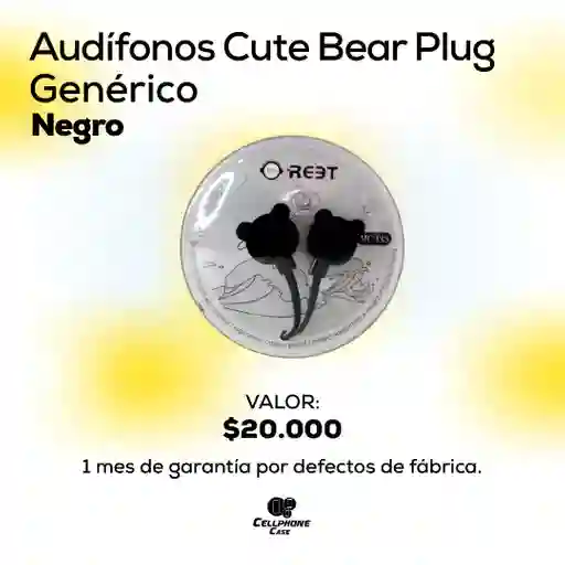 Audífonos Cute Bear Plug Negro