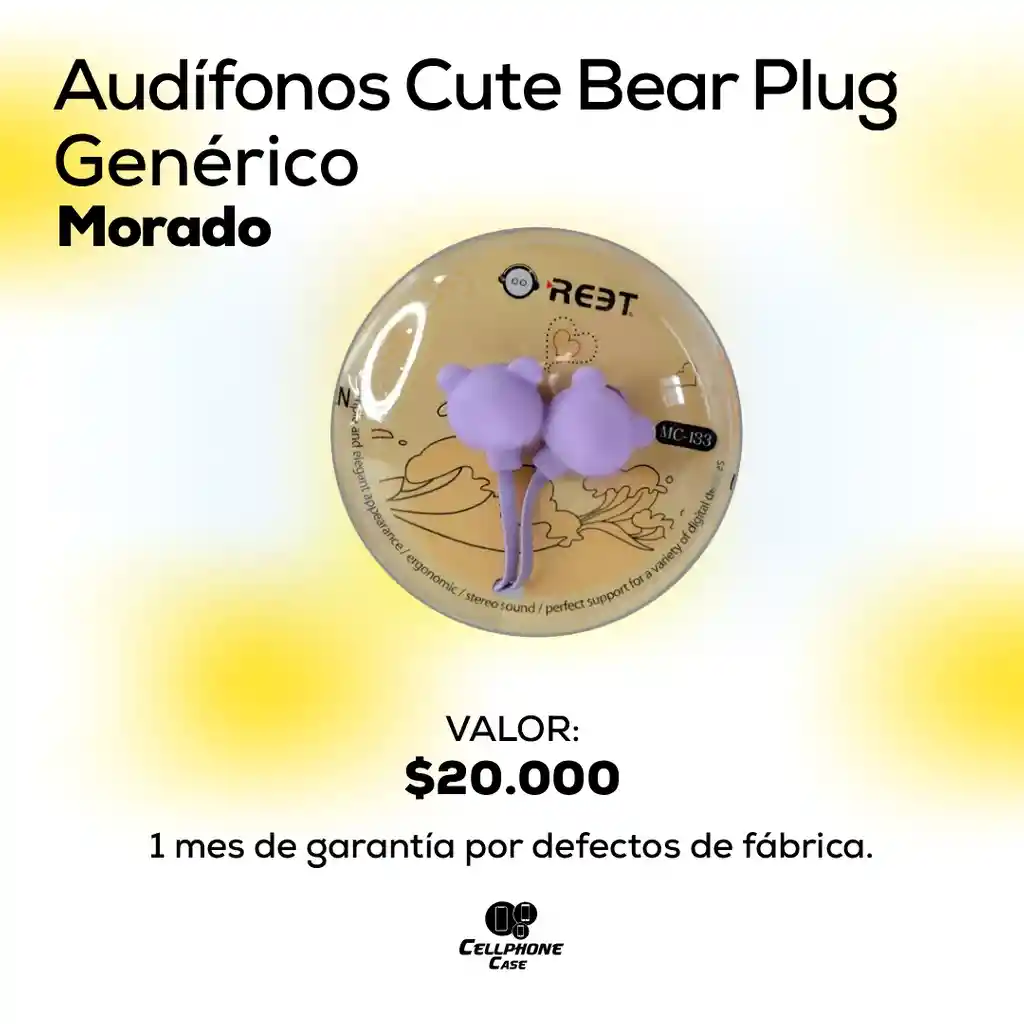 Audífonos Cute Bear Plug Morado