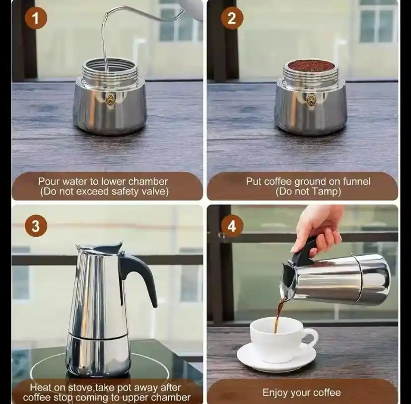 Cafetera Espresso Acero Inoxidable 300ml