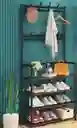 Zapatera Perchero Multi Organizador 4 Niveles Montable Rack Color Negro