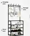 Zapatera Perchero Multi Organizador 4 Niveles Montable Rack Color Negro