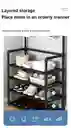 Zapatera Perchero Multi Organizador 4 Niveles Montable Rack Color Negro